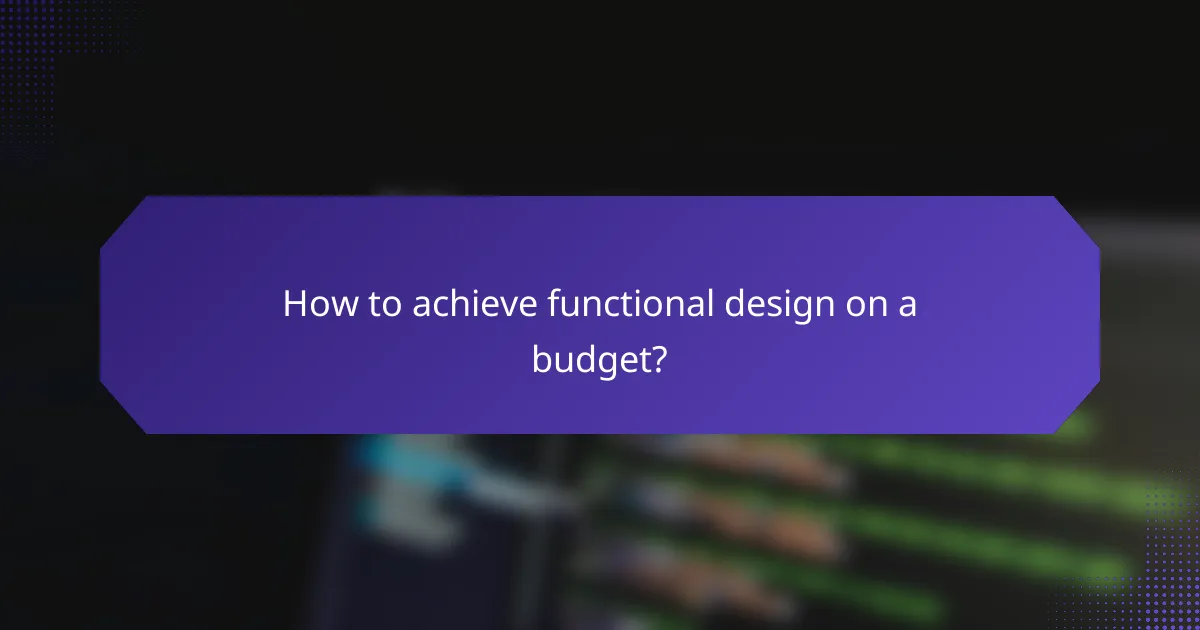 How to achieve functional design on a budget?