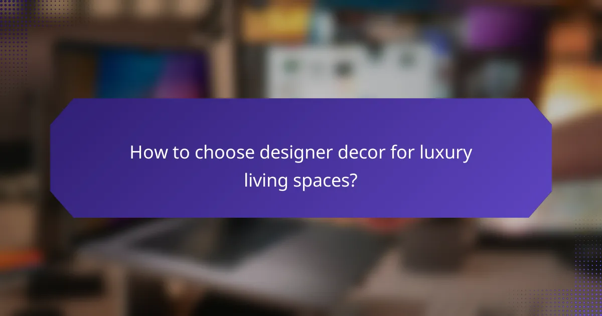 How to choose designer decor for luxury living spaces?
